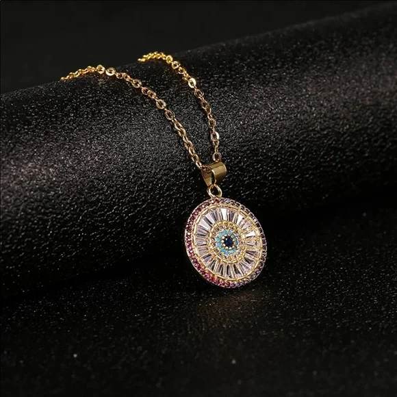 RESTOCKED NEW 14k Gold Beautiful Evil Eye Necklace - Picture 3 of 5